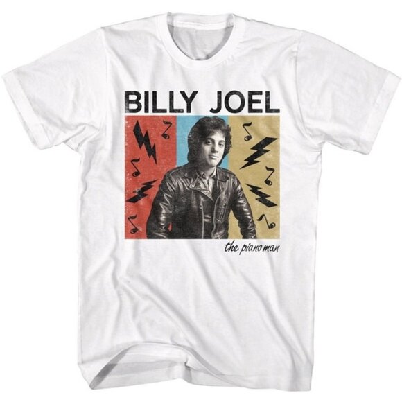 Brooke B Other - Billy Joel Piano Man Shirt White Graphic Tee Music Legend Retro Fan Gift 73
